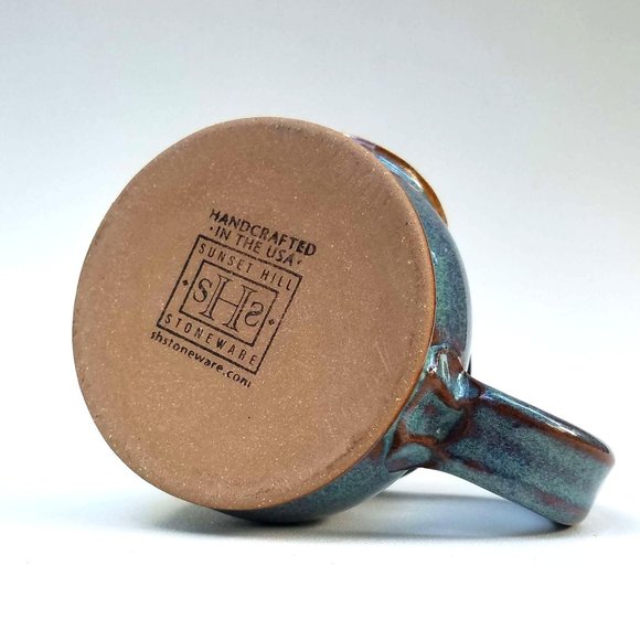 Sunset Hill Stoneware Handcrafted Potbelly Blue Gray Mug - Picture 3 of 3